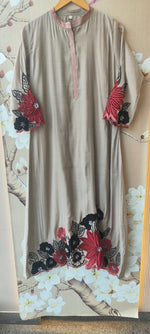 Mul chanderi applique suit set