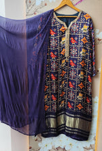 Pure gaji silk lakri patta in blue