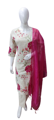 Appliqué work cotton full suit set