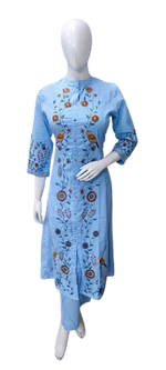 Pure dobby cotton embroidery lining co ord set