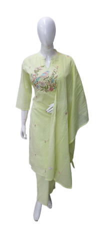 Dobby cotton embroidery suit set