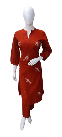 Pretty embroidered kurta pant in rust