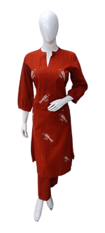 Pretty embroidered kurta pant in rust