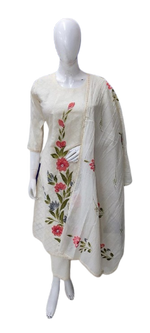 Brush painted textured cotton full suit