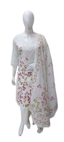 Pretty cotton lining suit set in pink