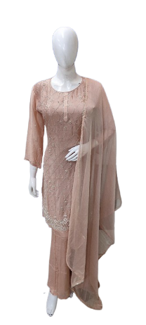 Heavy chinon embellished party wear suit set