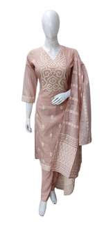 Linen cotton beautiful embroidered suit set