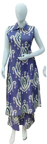 Pure cotton sleeveless co ord with pocket (extra sleeves available) in purple