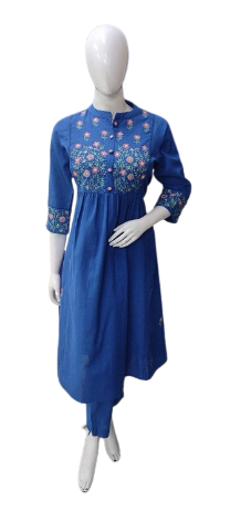 Pure cotton embroidered kurta pant