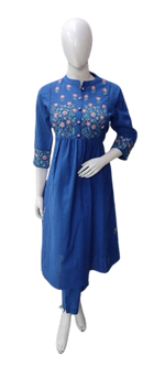 Pure cotton embroidered kurta pant