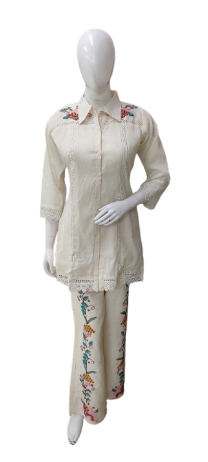 Embroidered cotton co ord set