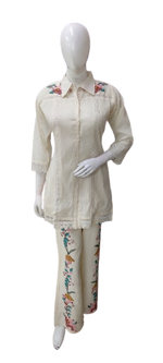 Embroidered cotton co ord set