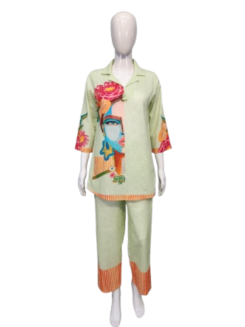 Designer digital printed cotton co ord set