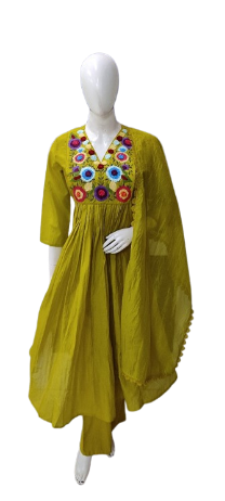 Pure Mul Chanderi embroidered lining suit set