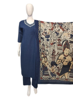 Pretty cotton suit set paired with Kota doria dupatta in blue