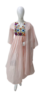 Pure Mul Chanderi embroidered lining suit set in soft soft pink