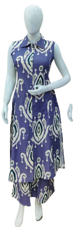 Pure cotton sleeveless co ord with pocket (extra sleeves available) in purple