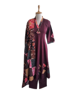 Appliqué work full suit set in wine