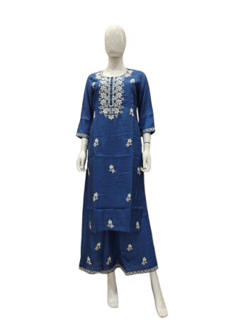 Pure muslin embroidered chikankari kurta pant