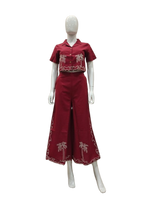 Awesome embroidered crop top co ord in red