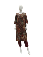 Muslin silk pichwai katha stitch kurta pant