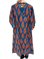 Pure cotton angrkha kurta pant in blue