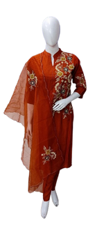 Premium dola silk embroidered suit set