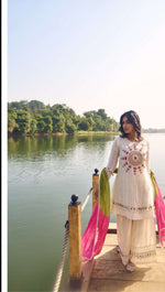 Super premium embroidered texture cotton suit set with lace detailing