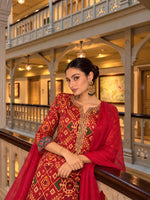 Wow gaji Patola lakri patta suit in rust