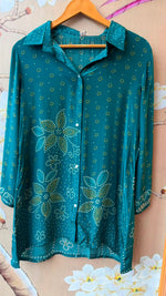 Pretty crepe bandhani co ord in blue