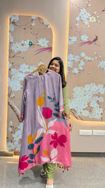Super pretty Mul silk digital printed kurta pant in purple