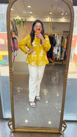 Fully embroidered back and front comes with inner pure Mul chanderi loose fitted shirt paired with pants