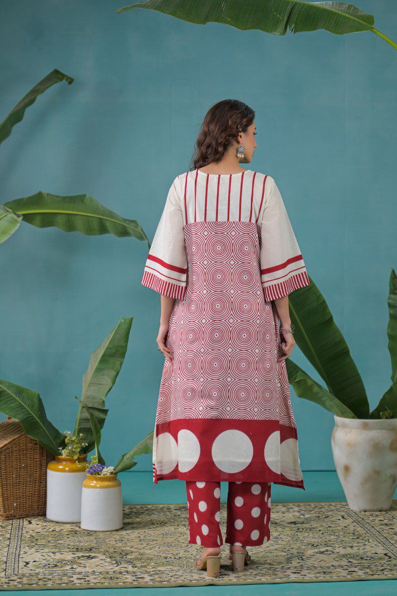 Premium Mul cotton lining Co ord in red