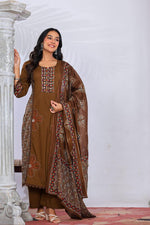 Super pretty ajrakh cotton suit set in brown