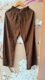 Pretty Mul chanderi full suit with beautiful handwork in brown