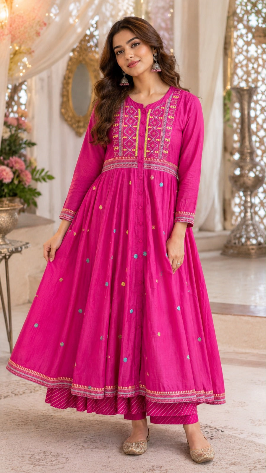 Premium Mul chanderi layered gown