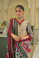 Pure crepe real mirror plazzo set in beige n red