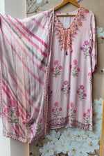 Pretty crepe block print lining full suit set