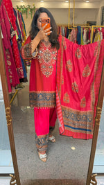 Premium soft dola silk lining farshi salwar suit set in red !! (Dispatch by Saturday) !