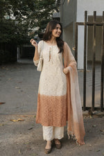 Premium shifli suit set in ombré with lining paired with Kota doria suit set