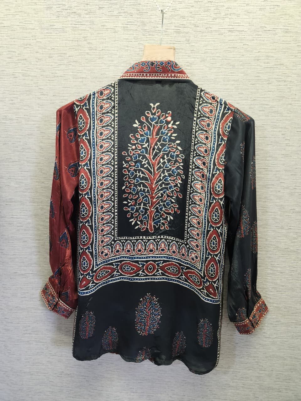 Premium crepe silk ajrakh shirt
