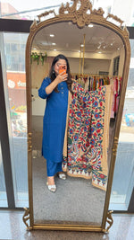 Premium pure cotton suit set paired with kalamkari dupatta