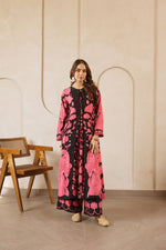 Premium slub cotton kurta pant in black n pink