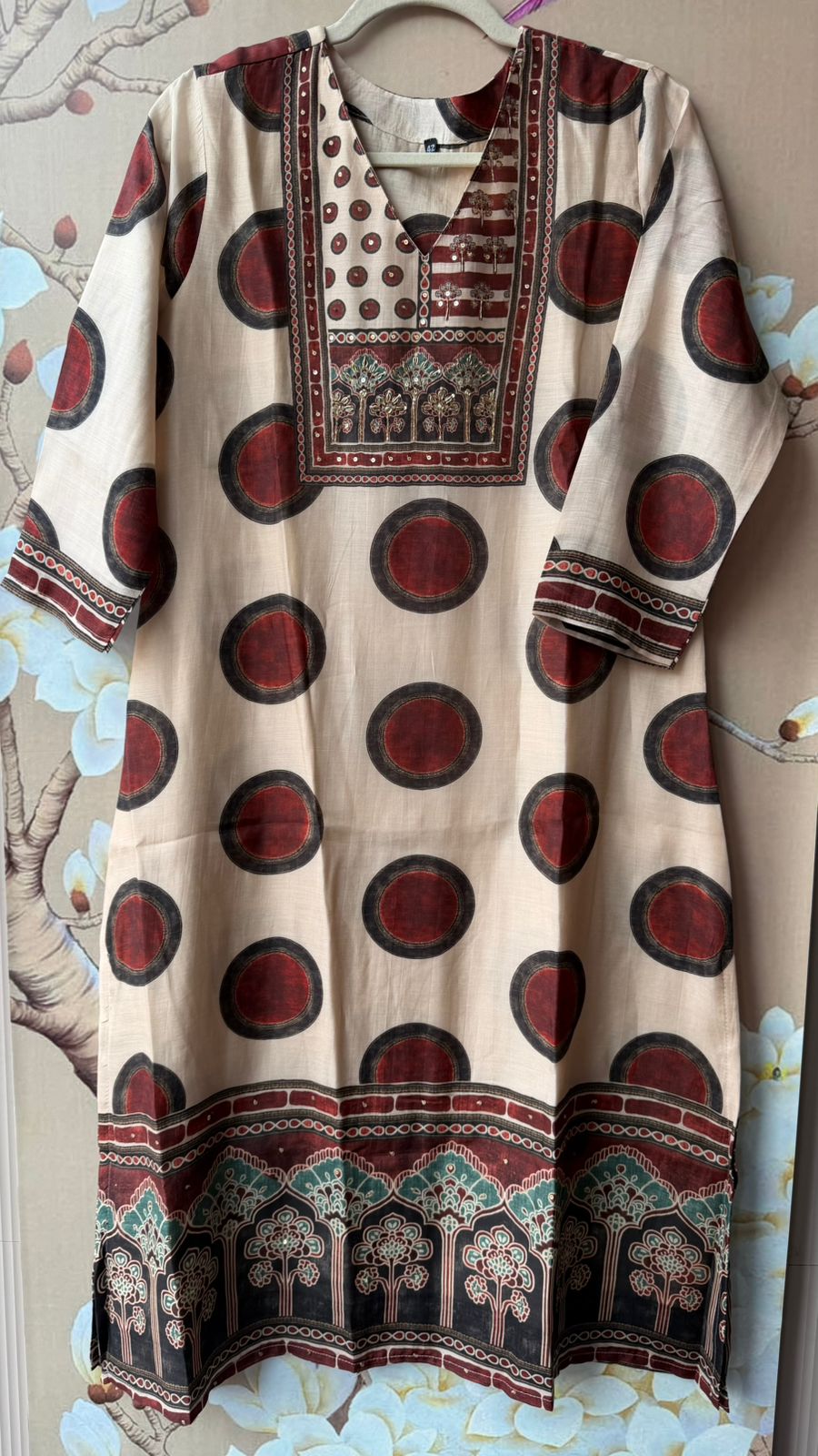 Pure Mul silk gotta detailing cotton lining ajrakh suit set