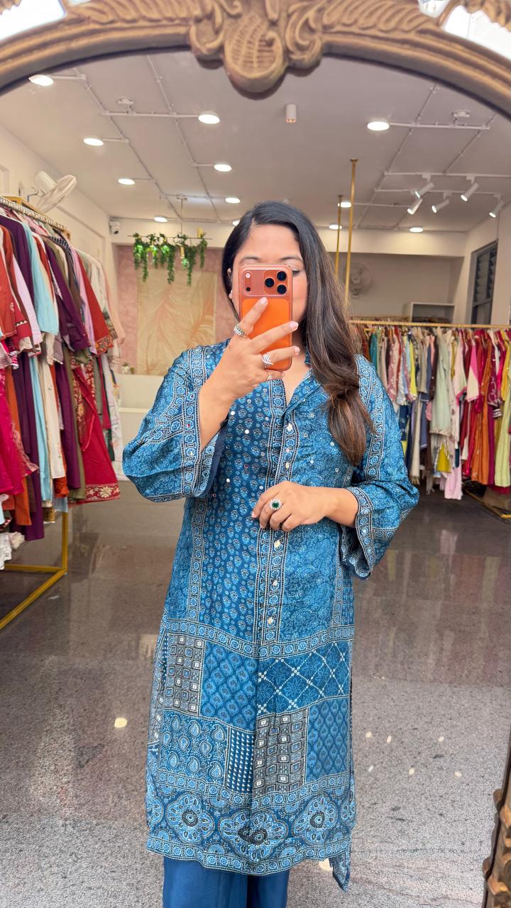 Designer crepe sequins detailing Co ord set