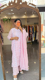 Pure Mul cotton chikankari in baby pink