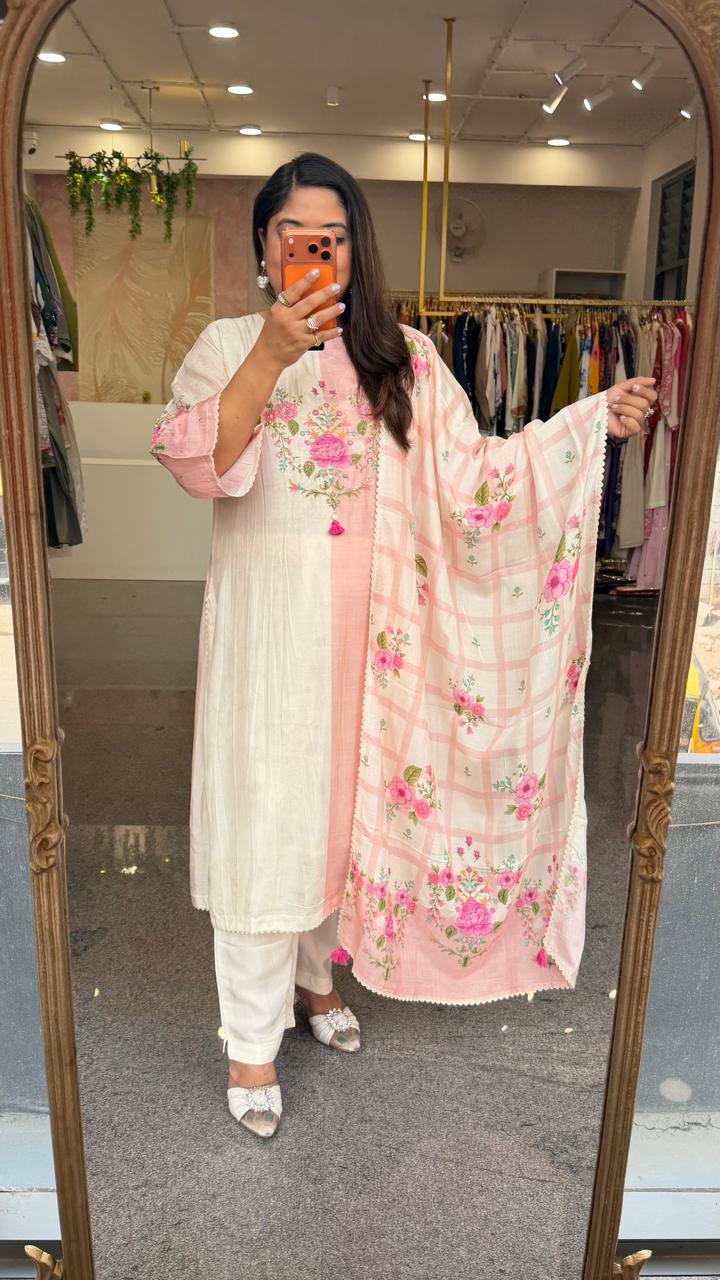 Pure Mul silk digital printed full suit set
