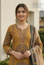 Pure Mul silk digital printed suit set in yellow