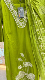 Cotton applique work suit in green