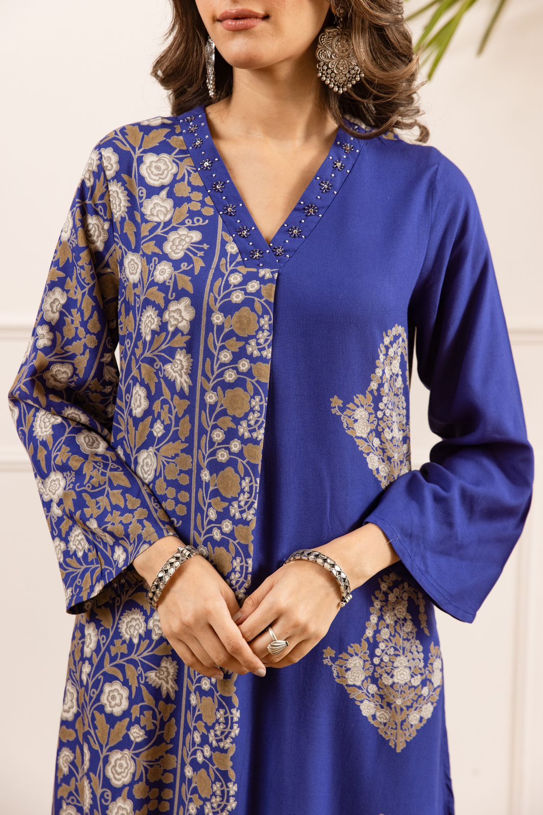 Premium slub cotton kurta pant in royal blue